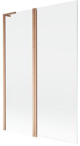Mexen Mist L, paravan de baie cu 2 aripioare 120 x 150 cm, sticlă transparentă, profil mat cupră, 8A9L-120-011-65-00