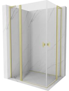 Cabină de duș Mexen Mist L Duo cu 2 aripi 100 x 95 cm, sticlă transparentă, auriu mat, 8A4L-100-095-55-00