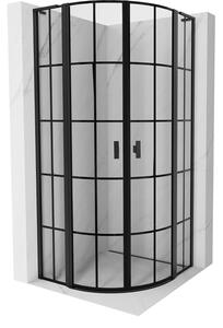 Cabină de duș Mexen Mist L, cu uși cu 2 aripi, 80 x 80 cm, sticlă transparentă de 8 mm, profil negru, 8A32L-080-080-70-77