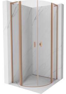 Mexen Mist L, cabină de duș rotundă cu uși cu 2 aripi, 90 x 90 cm, sticlă transparentă de 8 mm, profil de cupru, 8A32L-090-090-65-00