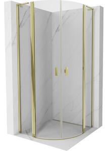 Mexen Mist L, cabină de duș rotundă cu uși cu 2 aripi, 80 x 80 cm, sticlă transparentă de 8 mm, profil auriu lucios, 8A32L-080-080-50-00