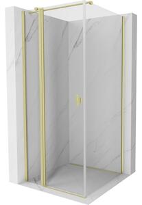 Mexen Mist T, cabină de duș cu uși batante, 70 x 70 cm, sticlă transparentă de 8 mm, profil auriu mat, 8A4T-070-070-55-00