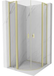 Cabină de duș Mexen Mist L, cu uși cu 2 aripi, 100 x 100 cm, sticlă transparentă de 8 mm, profil auriu mat, 8A32L-100-100-55-00