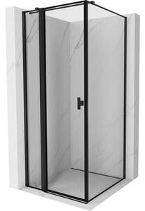 Mexen Mist T, cabină de duș cu uși batante, stânga, 70 x 70 cm, sticlă transparentă de 8 mm, profil negru, 8A4T-070-070-70-70-L
