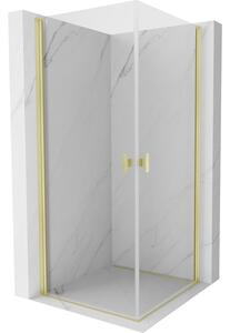 Cabină de duș cu balamale Mexen Mist-B, Duo 100 x 100 cm, sticlă transparentă de 8 mm, profil auriu mat, 8A2-100-100-55-00