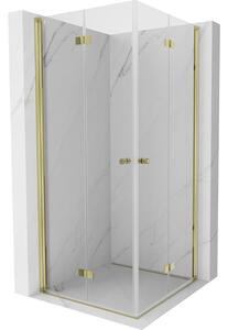 Cabină de duș pliabilă Mexen Mist-F Duo 110 x 110 cm, sticlă transparentă, profil auriu lucios, 8A6-110L-110P-50-00