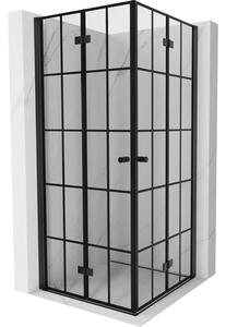 Cabină de duș pliabilă Mexen Mist-F Duo 70 x 70 cm, sticlă transparentă - grilă neagră, 8A6-070L-070P-70-77