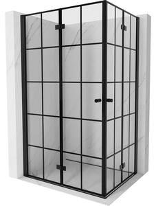 Cabină de duș pliabilă Mexen Mist-F Duo 75 x 70 cm, sticlă transparentă - grilă neagră, 8A6-075L-070P-70-77