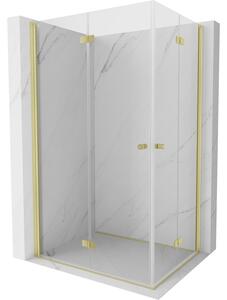 Mexen Mist-F Duo, cabină de duș pliabilă 120 x 80 cm, sticlă transparentă, profil auriu mat, 8A6-120L-080P-55-00