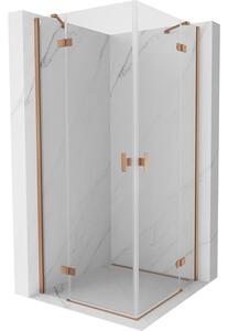 Cabină de duș Mexen Mist-H Duo cu 2 aripioare, 120 x 120 cm, sticlă transparentă, profil mat cupră, 8A5-120L-120P-65-00