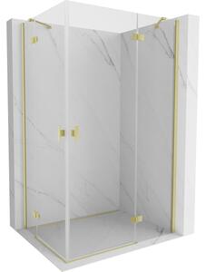 Cabină de duș Mexen Mist-H Duo cu 2 aripioare, 70 x 100 cm, sticlă transparentă, profil auriu mat, 8A5-070L-100P-55-00
