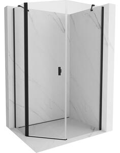 Cabină de duș pentagonală cu balamale Mexen Mist 80 x 90 cm, sticlă transparentă, profil negru, 8A8-080-090-70-00