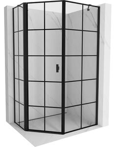 Cabină de duș pentagonală Mexen Mist, stânga 80 x 90 cm, sticlă transparentă - grilă neagră, 8A8-080-090-70-77-L