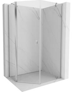 Cabină de duș pentagonală cu balamale Mexen Mist 80 x 90 cm, sticlă transparentă, profil cromat, 8A8-080-090-01-00