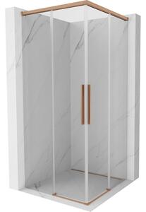 Cabină de duș glisantă Mexen Rox, Duo 80 x 80 cm, sticlă transparentă de 8 mm, profil mat cupră, 8C2D-080-080-65-00