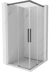 Cabină de duș glisantă Mexen Rox, Duo 80 x 80 cm, sticlă transparentă de 8 mm, profil grafit periat, 8C2D-080-080-66-00