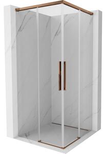 Cabină de duș glisantă Mexen Rox, Duo 75 x 75 cm, sticlă transparentă de 8 mm, profil auriu-roz, 8C2D-075-075-60-00