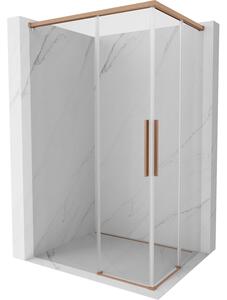 Cabină de duș glisantă Mexen Rox, Duo 80 x 75 cm, sticlă transparentă de 8 mm, profil mat cupră, 8C2D-080-075-65-00