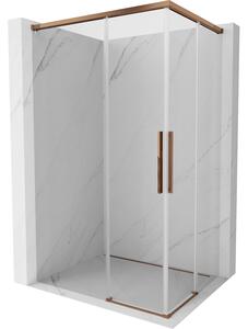 Cabină de duș glisantă Mexen Rox, Duo 80 x 75 cm, sticlă transparentă de 8 mm, profil auriu-roz, 8C2D-080-075-60-00