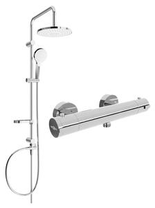 Mexen Erik, set de duș cu duș cu efect de ploaie și baterie termostatică KAI, crom, 77100205-00