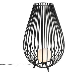 Lampa de podea de design neagra cu opal 110 cm - Angela