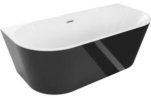 Cada Mexen Oval, de sine stătătoare, montată pe perete, 150 x 75 cm, alb-negru, preaplin din oțel periat, 52671507575-97