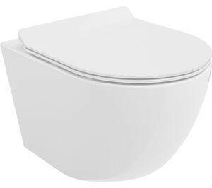 Mexen Lena, vas de toaletă montat pe perete 490x360x340 mm, Rimless Tornádo + scaun de toaletă duroplast, alb lucios, 30224000T