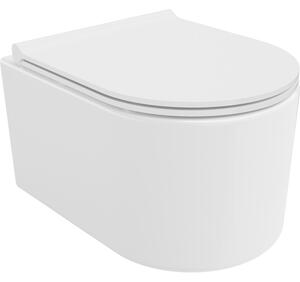 Mexen Sofia, vas de toaletă suspendat 490x360x355 mm, Tornado fără margine + scaun toaletă duroplast, alb lucios, 30540500T