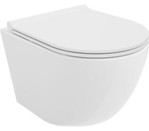 Mexen Lena, vas de toaletă montat pe perete 490x360x340 mm, Rimless Tornádo + scaun de toaletă duroplast, alb lucios, 30220500T