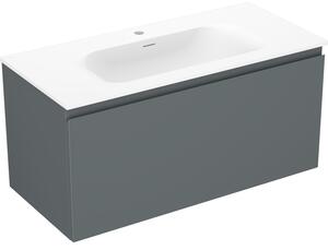 Mexen Orio, mobilier baie 100 cm cu lavoar Vela, 1 sertar, grafit mat/alb mat, 91A10-10047-1-BF66-W23M01