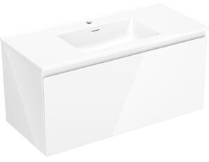 Mexen Orio, mobilier de baie 100 cm cu lavoar Otis, 1 sertar, alb lucios, 91A10-10047-1-BF00-W18M00