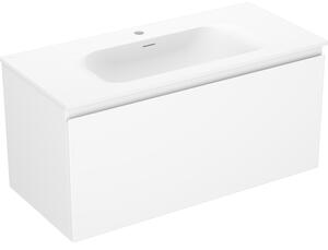 Mexen Orio, mobilier baie 100 cm cu lavoar Vela, 1 sertar, alb mat, 91A10-10047-1-BF01-W23M01