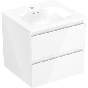 Mexen Orio, mobilier baie 50 cm cu lavoar Vela, 2 sertare, alb lucios, 91A10-05047-2-BFF00-W23M00