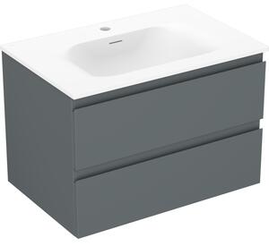 Mexen Orio, mobilier baie 70 cm cu lavoar Vela, 2 sertare, grafit mat/alb mat, 91A10-07047-2-BFF66-W23M01