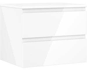 Mexen Orio, mobilier de baie 60 cm cu blat, 2 sertare, alb lucios, 91A10-06047-2-BFFC00
