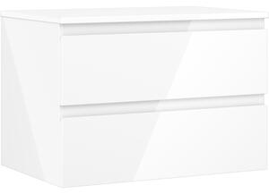 Mexen Orio, mobilier de baie 70 cm cu blat, 2 sertare, alb lucios, 91A10-07047-2-BFFC00