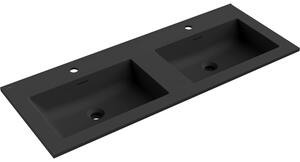 Mexen Otis, chiuvetă dublă încastrată în blat 121 × 46,5 cm, negru mat, 25181271D