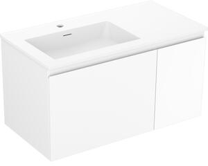Mexen Orio, mobilier de baie 90 cm cu lavoar Otis în stânga, 1S, 1D, alb mat, 91A13-09047-3-BBFF01-W18L01