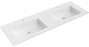 Mexen Otis, chiuvetă dublă încastrată în blat 141 × 46,5 cm, alb mat, 25181401D