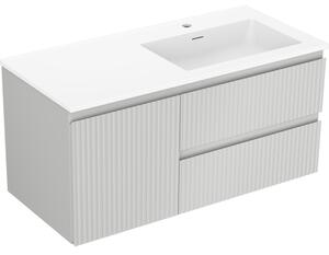 Mexen Rivel, mobilier baie 100 cm cu lavoar Otis dreapta, 2S, 1D, canelat, gri/alb mat, 91A23-10047-3-BBFFF62-W18P01