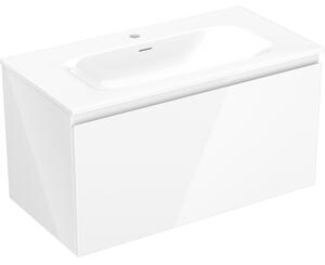 Mexen Orio, mobilier baie 90 cm cu lavoar Vela, 1 sertar, alb lucios, 91A10-09047-1-BF00-W23M00