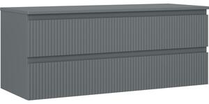 Mexen Rivel, mobilier de baie 120 cm cu partea superioară, 2 sertare, canelat, grafit mat - 91A20-12047-2-BFFC66