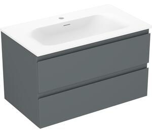 Mexen Orio, mobilier baie 80 cm cu lavoar Vela, 2 sertare, grafit mat/alb mat, 91A10-08047-2-BFF66-W23M01