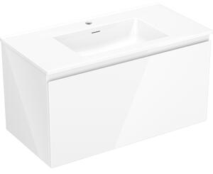 Mexen Orio, mobilier de baie 90 cm cu lavoar Otis, 1 sertar, alb lucios, 91A10-09047-1-BF00-W18M00
