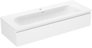 Mexen Rivel, mobilier baie 120 cm cu lavoar Vela, 1 sertar, canelat, alb mat, 91A20-12023-1-BF01-W23M01