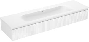 Mexen Rivel, mobilier de baie 160 cm cu lavoar Vela, 1 sertar, canelat, alb mat, 91A20-16023-1-BF01-W23M01