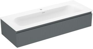 Mexen Rivel, mobilier baie 120 cm cu lavoar Vela, 1 sertar, canelat, grafit mat/alb mat, 91A20-12023-1-BF66-W23M0