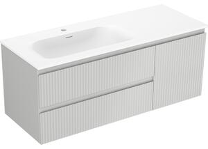 Mexen Rivel, mobilier baie 120 cm cu lavoar Vela stânga, 2S, 1D, canelat, gri mat/alb mat - 91A23-12047-3-BBFFF62-W23L01