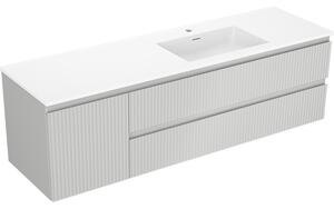 Mexen Rivel, mobilier baie 160 cm cu lavoar Otis dreapta, 2S, 1D, canelat, gri/alb mat, 91A23-16047-3-BBFFF62-W18P01