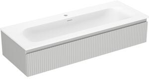 Mexen Rivel, mobilier baie 120 cm cu lavoar Vela, 1 sertar, canelat, gri mat/alb, 91A20-12023-1-BF62-W23M01